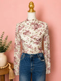 Vintage Bloom Lace Mock Neck Top