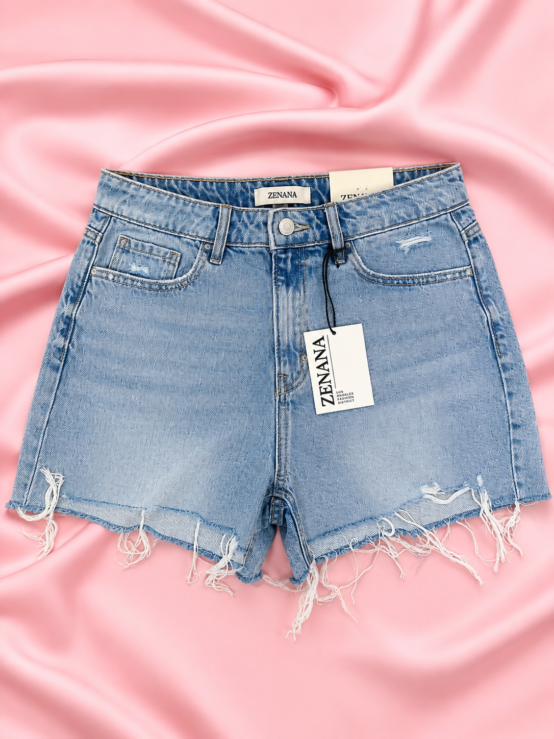 Zenana Sunny Days Frayed Denim Shorts