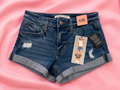 Celebrity Pink Mid-Rise Roll Cuff Distressed Denim Shorts